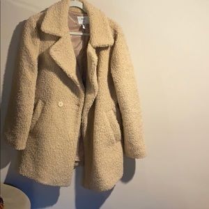 Teddy bear fur pea coat